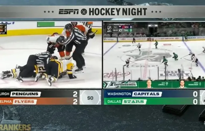 Flyers Game Erupts Into a Full-On Brawl and the Network CUT TO SPLIT SCREEN?!