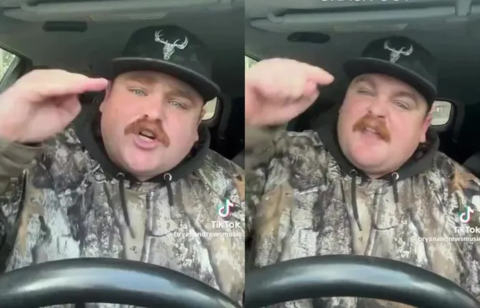 Barely known country singer Bryan Andrews cries in a truck about ICE