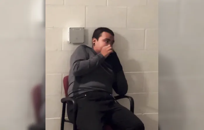 Protester at ICE Facility in Portland locked up, seen shaking