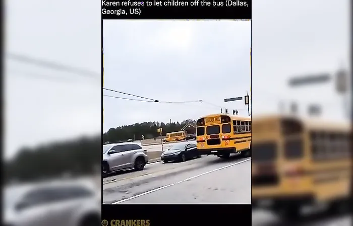 Crazy driver refuses to let the kids off the bus, watch what happens