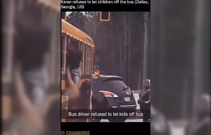 Crazy driver refuses to let the kids off the bus, watch what happens