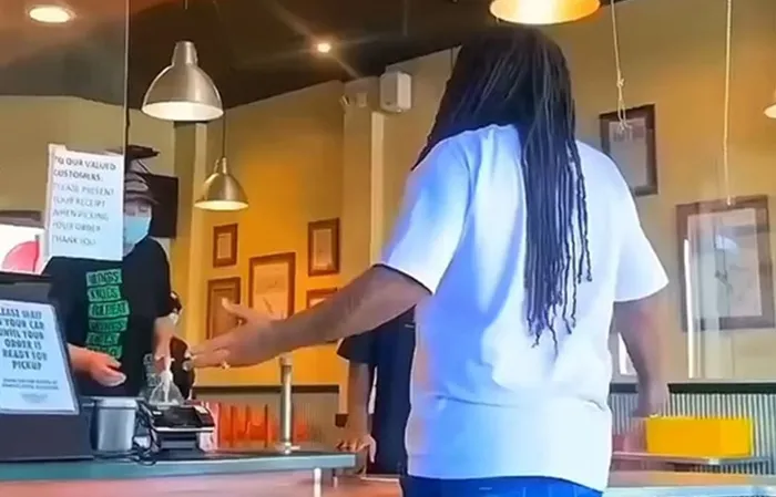 Guy freaks out when denied refund after he took the food