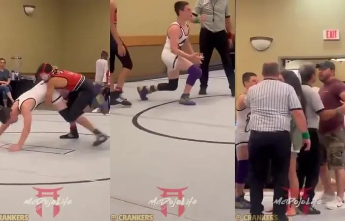 Wrestling Dad Karen body checks referee during match