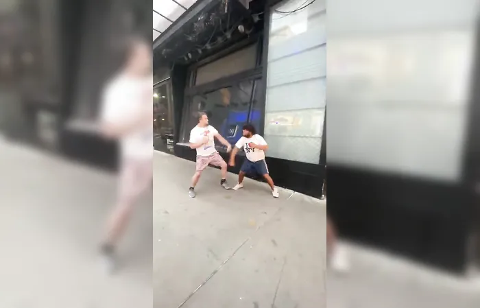 Guy tries stopping fight, ends up knocking dude out instead