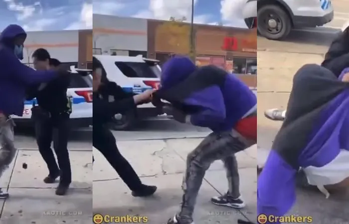 Chicago policewoman takes down perp