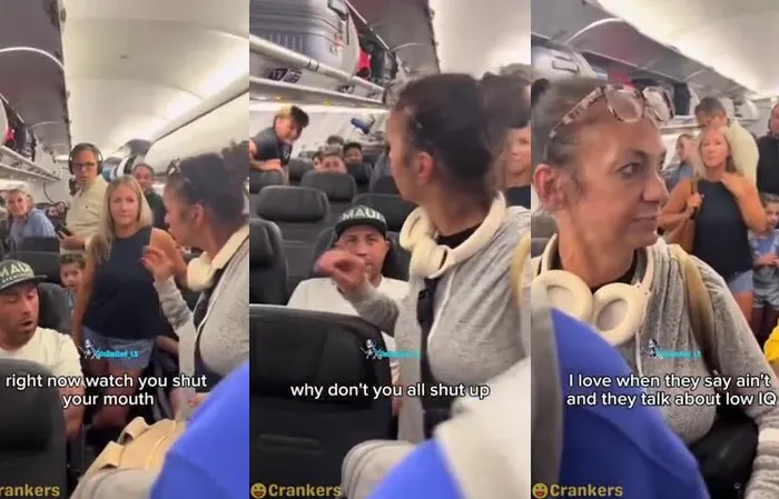 Guy chants "KAREN" at lady who cut line on plane