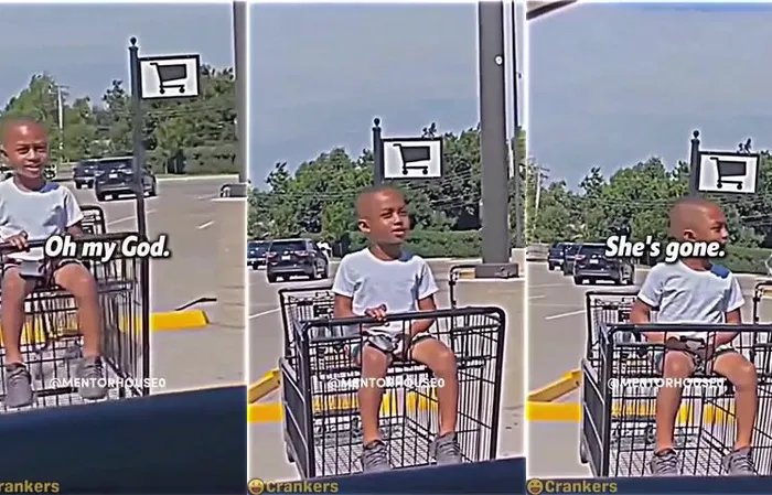 Some lady ditched her kid in a shopping cart