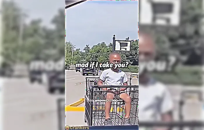 Some lady ditched her kid in a shopping cart