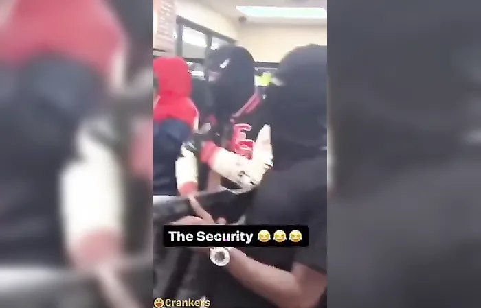 Security guard may as well join the gang now