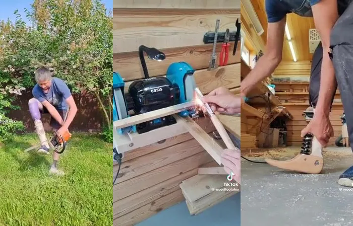 Mad skills: Guy cuts his leg off, then makes a new one