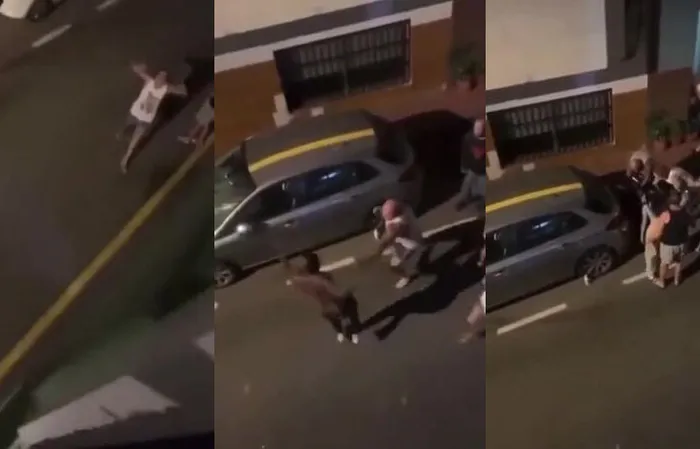 Spanish people destroy aggressive migrant ruining their neighborhood
