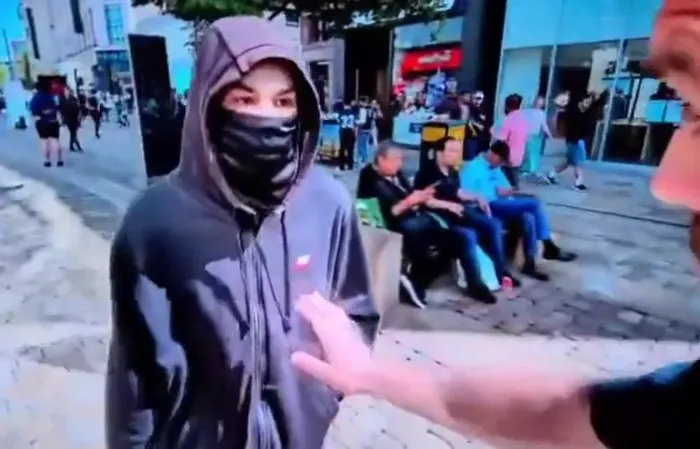 Protester pulls knife, gets BEAT UP in two hits