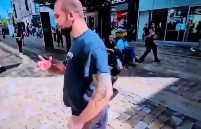 Protester pulls knife, gets BEAT UP in two hits