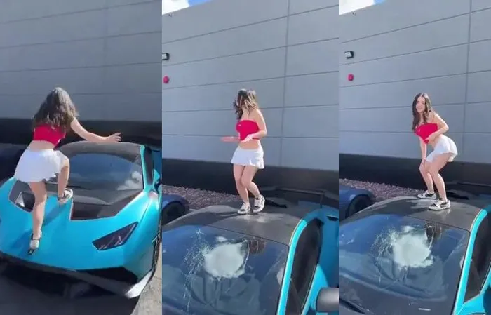 Breaking an expensive windshield for a TikTok dance