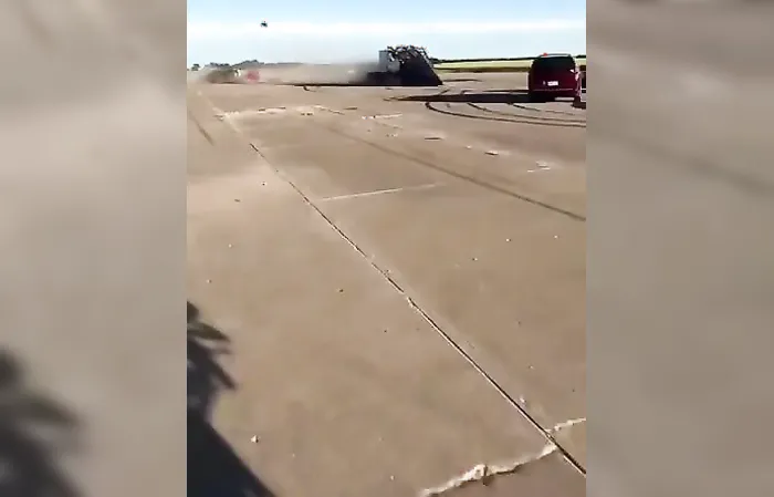 Custom Semi truck destroys 16 cars, boat, RV and a bounce house