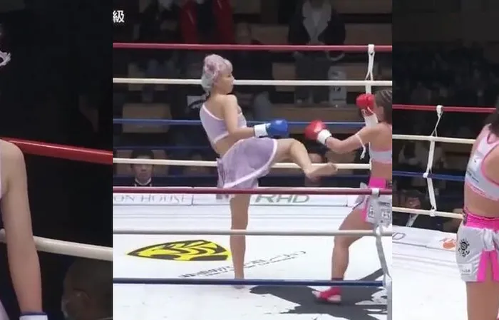Female fighter has awesome kick move