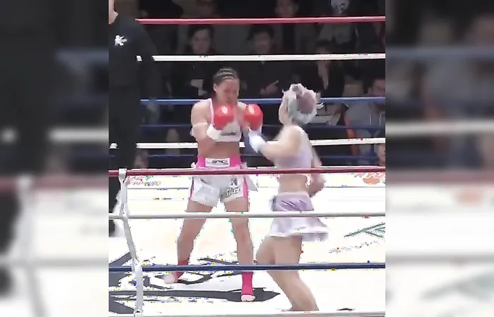 Female fighter has awesome kick move