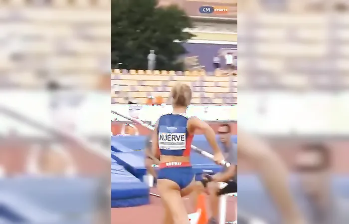 Norwegian pole vaulter gets airtime