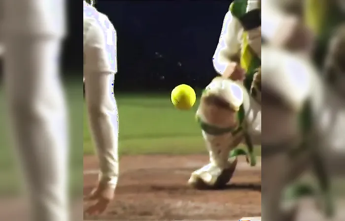 Softball pitcher couldn't do this again if she tried
