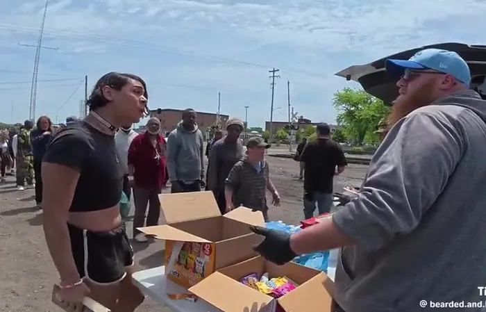 Liberal loon attacks man feeding the homeless
