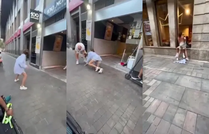 Weirdo woman in Spain stalks a random stranger
