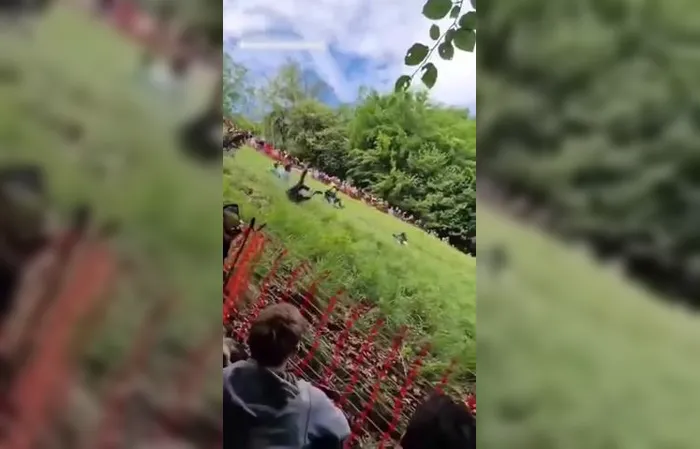 Man goes AIRBORN chasing a cheeseball down steep 200-yard hill