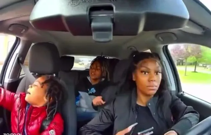 Mom with hair glued to her forehead refuses to correct son's bad behavior