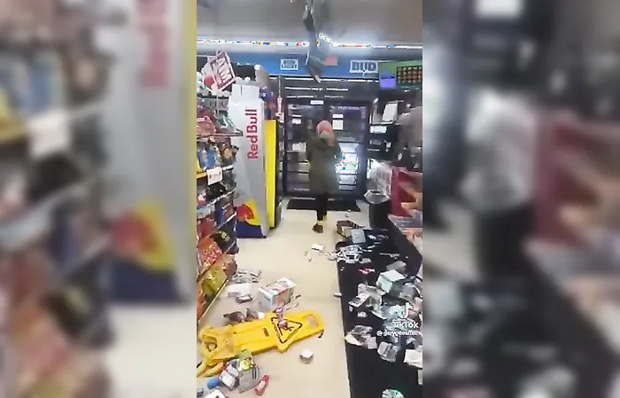 Woman trashes store after getting caught stealing, doesn't realize she is LOCKED IN