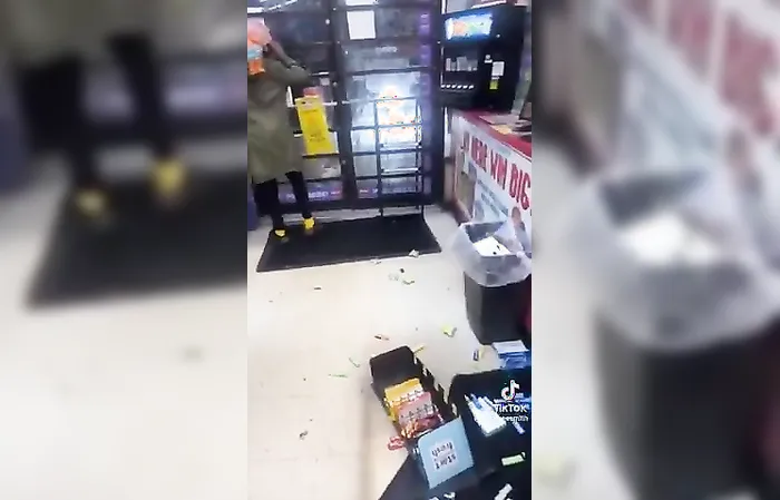 Woman trashes store after getting caught stealing, doesn't realize she is LOCKED IN