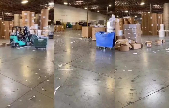 Guy destroys warehouse on forklift after getting fired