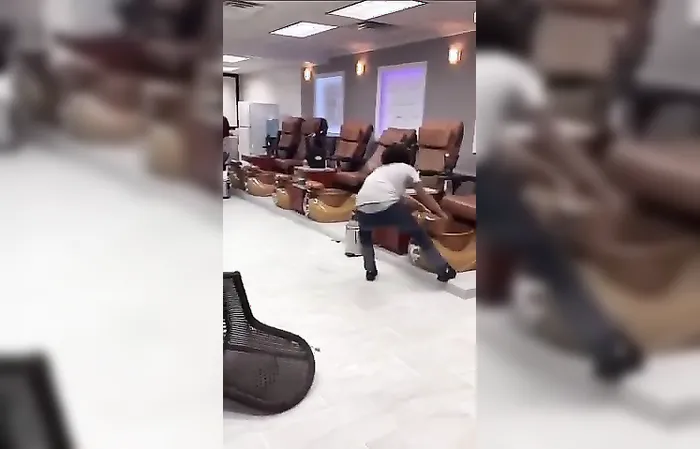 Thug smashes up Asian nail salon and demands money back