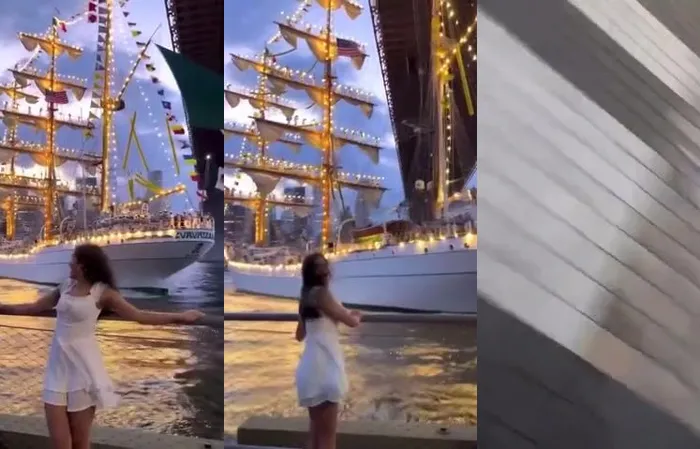 Young girl films video as Mexican boat crashes and people fall off