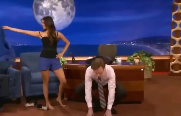 Conan O'Brien with Nina Dobrev