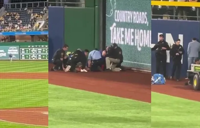 Fan falls from the upper deck at the Pirates/Cubs game