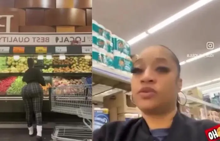 Woman with massive dumper has supermarket incident