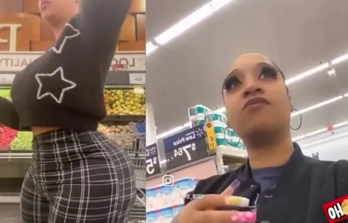 Woman with massive dumper has supermarket incident