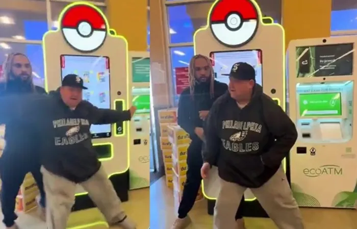 Two grown men fight over Pokémon cards