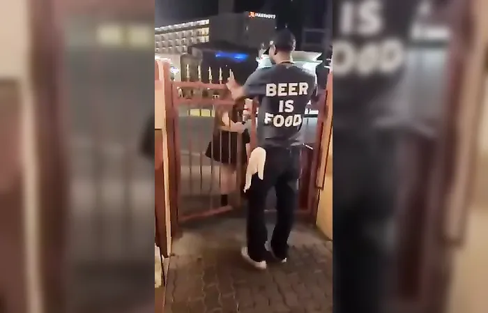 Woman acts a fool, ends up losing fight to gravity