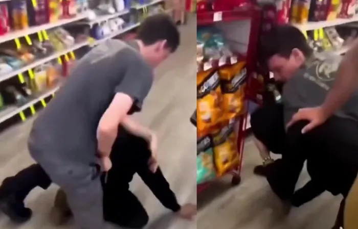 Shoplifter gets CHOKED OUT by random guy