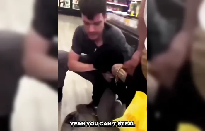 Shoplifter gets CHOKED OUT by random guy