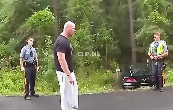 Massive dude has tiny cop SHAKING in his work boots