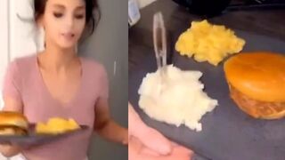 She makes breakfast at 4:44pm