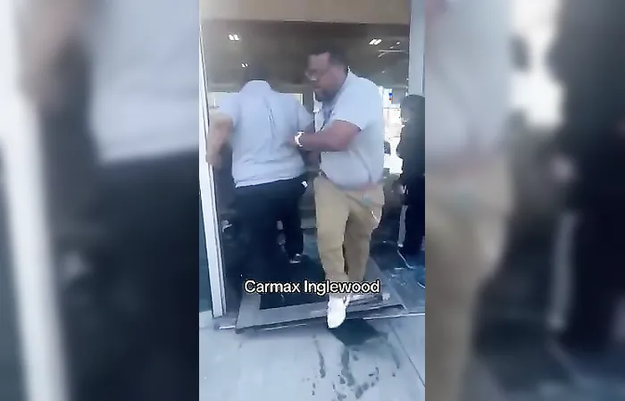Driver plows vehicle through CarMax in Los Angeles