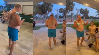 Nasty dude in a bikini went in LITTLE GIRLS bathroom