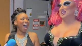 Jasmine Crockett mocks MAGA women while standing next to a massive dude in a dress