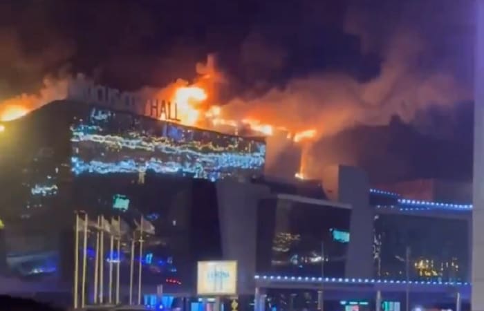 Crocus City Hall on fire following attack, dozens of casualties