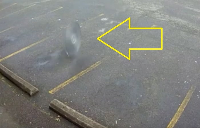 Man nearly shredded by flying saw blade
