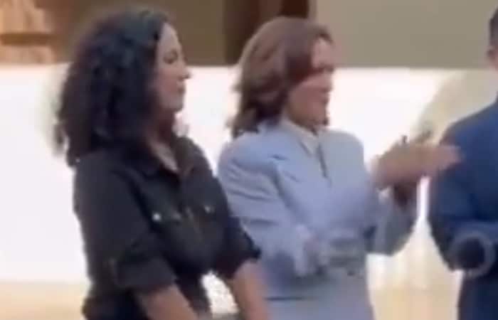 Kamala Harris claps to song protesting her