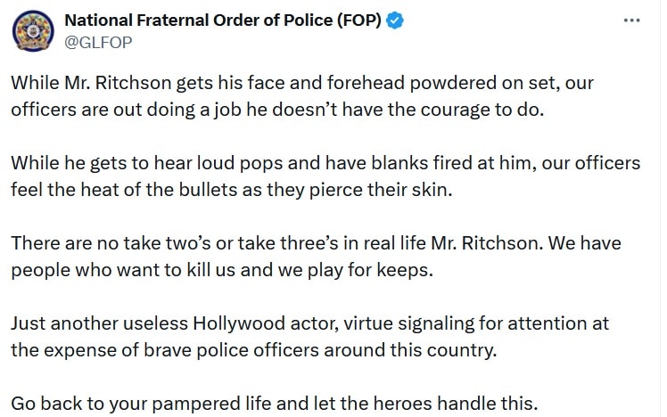 FOP vs ‘Reacher’ star Alan Ritchson