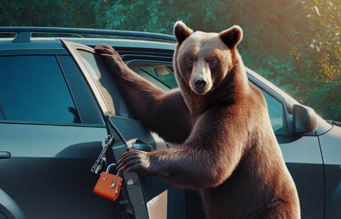 Bear breaking into luxury cars was really a ‘human in a costume’